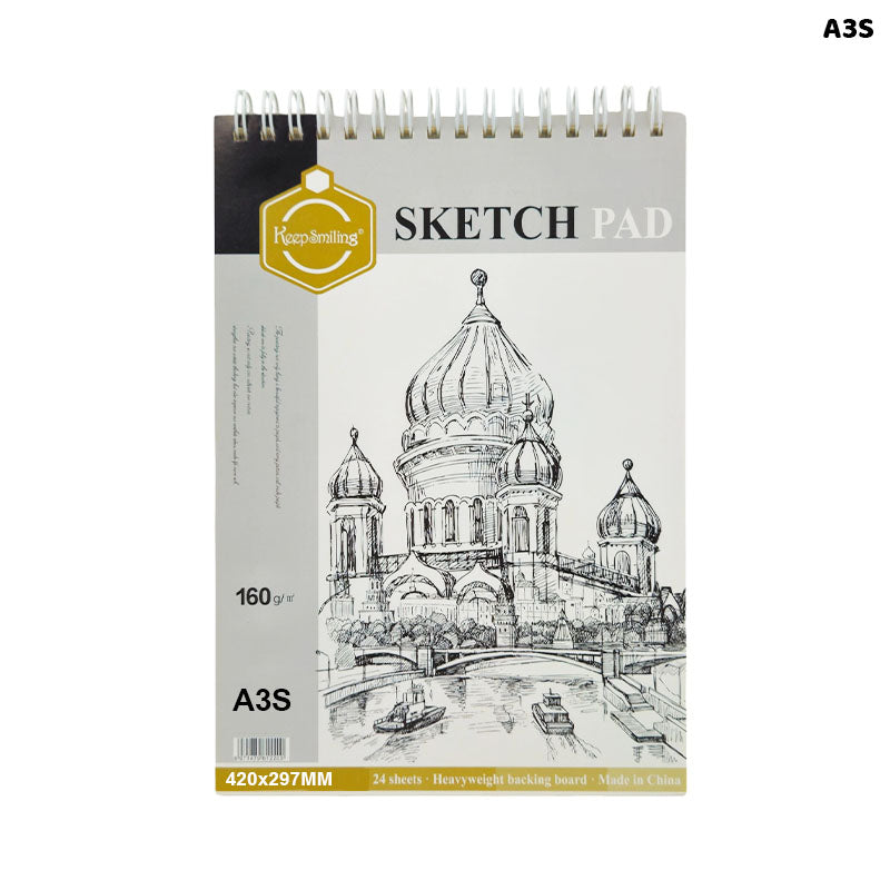 A3 SKETCH PAD 420x297MM 24PAGE 160GSM SPIRAL (A3S)
