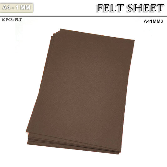 FELT SHEET A4 1MM BROWN 10sheet (A41MM2)