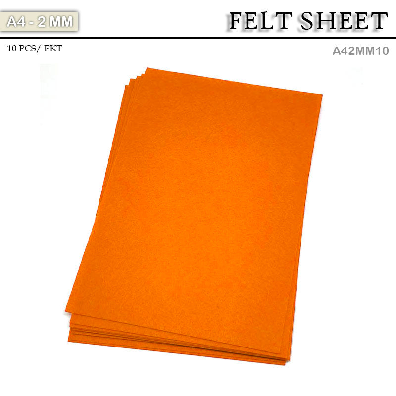 FELT SHEET A4 2MM ORANGE 10sheet (A42MM10)