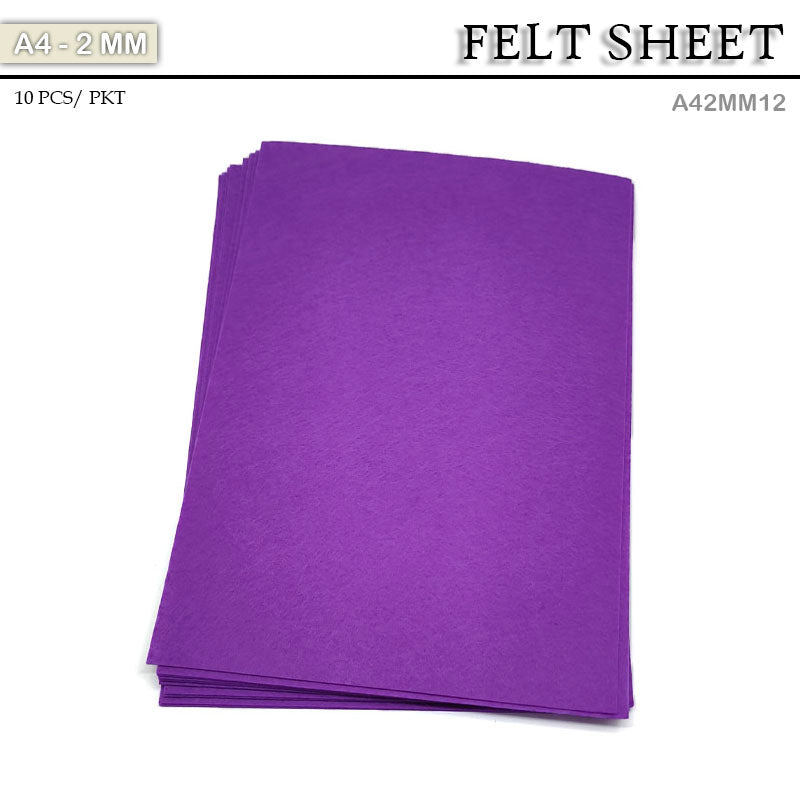 FELT SHEET A4 2MM PURPLE 10sheet (A42MM12)