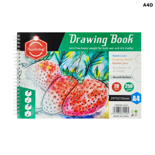 A4 DRAWING BOOK 297x210MM 20PAGE 250GSM SPIRAL (A4D)