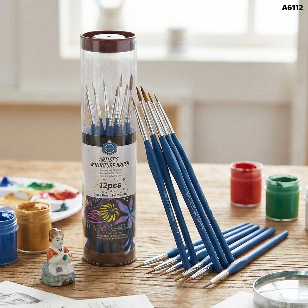 A6112 12PC PAINT BRUSH SET DRUM BOX