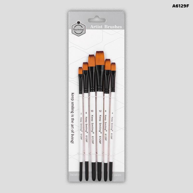 A6129F 6PC PAINT BRUSH WHITE HANDLE