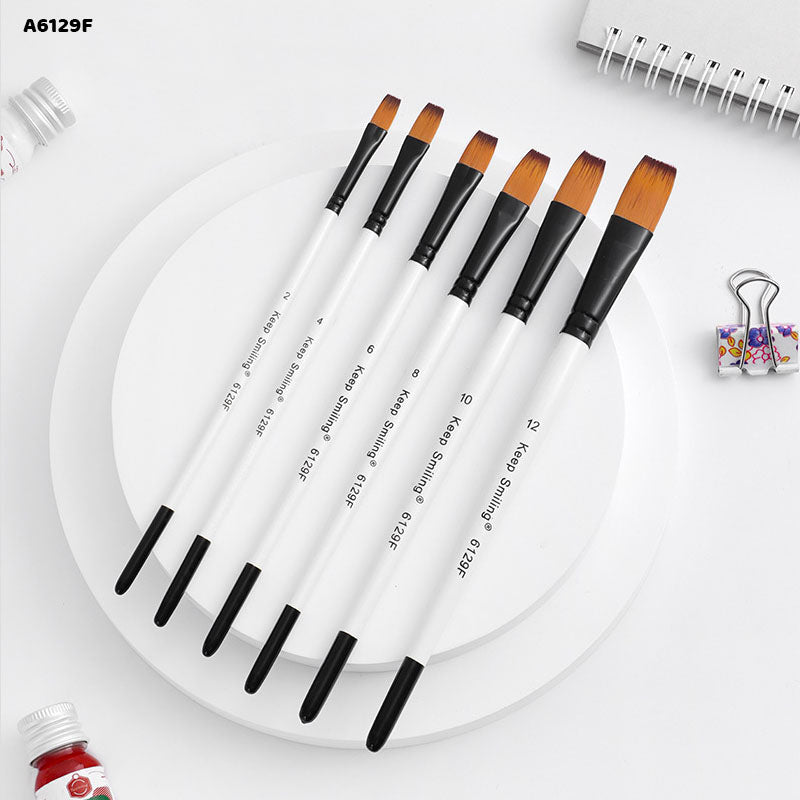 A6129F 6PC PAINT BRUSH WHITE HANDLE