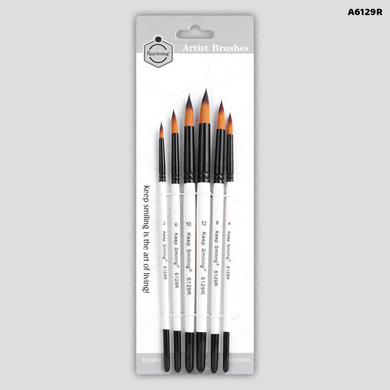 A6129R 6PC PAINT BRUSH WHITE HANDLE