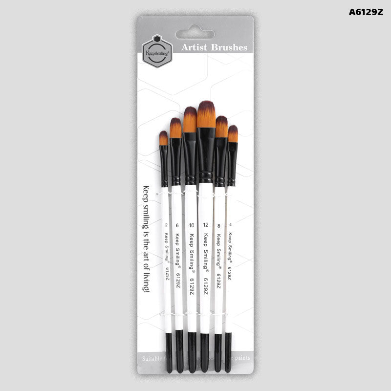 A6129Z 6PC PAINT BRUSH WHITE HANDLE