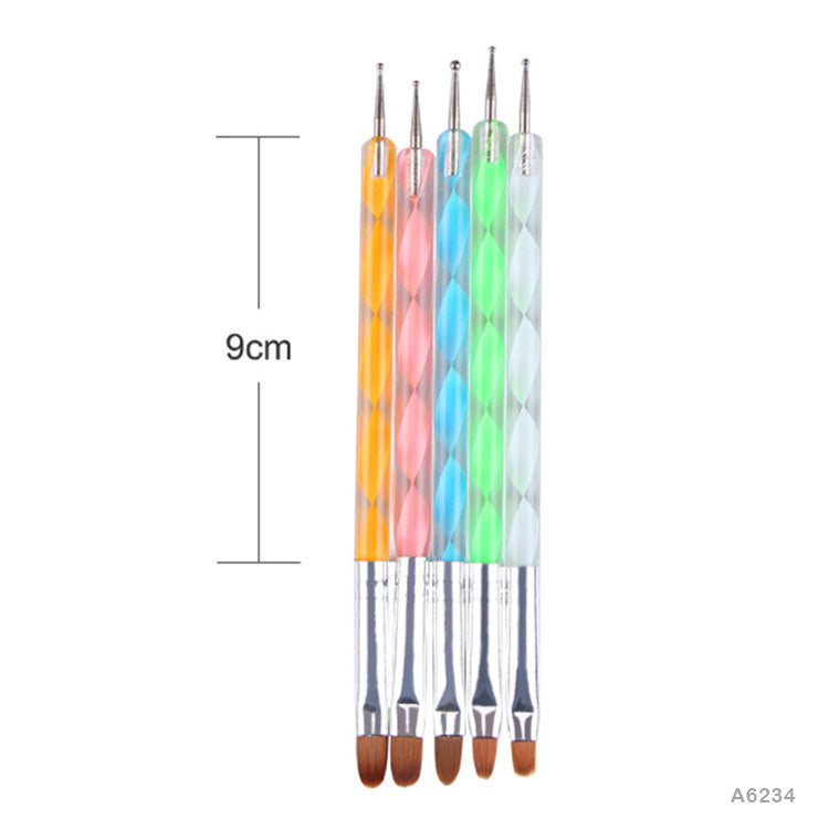5PC EMBOSS TOOL WITH BRUSH (A6234) ACRYLIC 2 SIDE