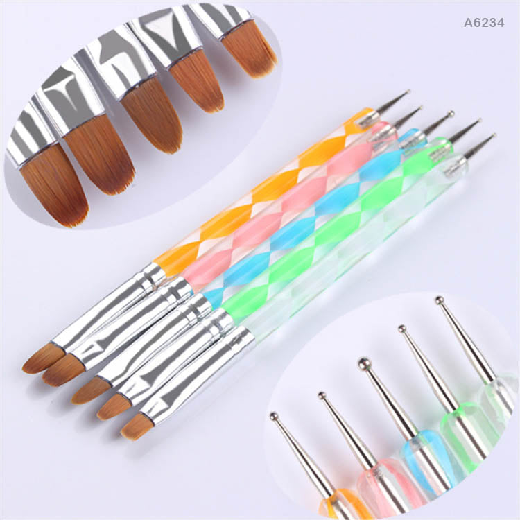 5PC EMBOSS TOOL WITH BRUSH (A6234) ACRYLIC 2 SIDE