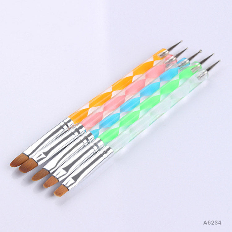 5PC EMBOSS TOOL WITH BRUSH (A6234) ACRYLIC 2 SIDE