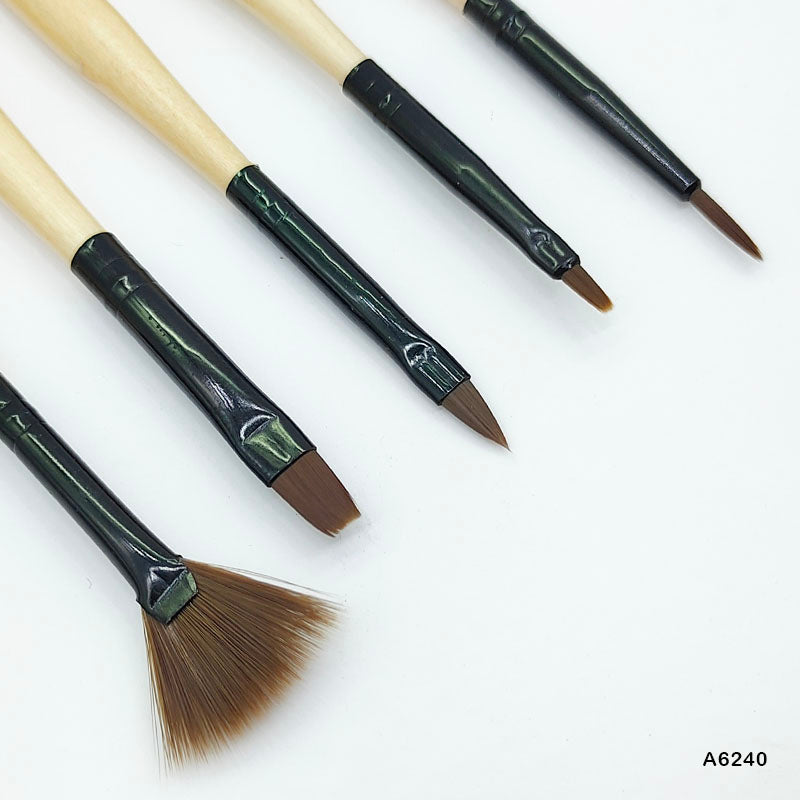 5PC EMBOSS TOOL WITH BRUSH (A6240) WOODEN 2 SIDE