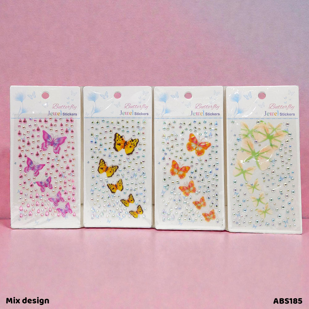 ABS185 STONE BUTTERFLY AND LACE STICKER