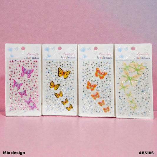 ABS185 STONE BUTTERFLY AND LACE STICKER