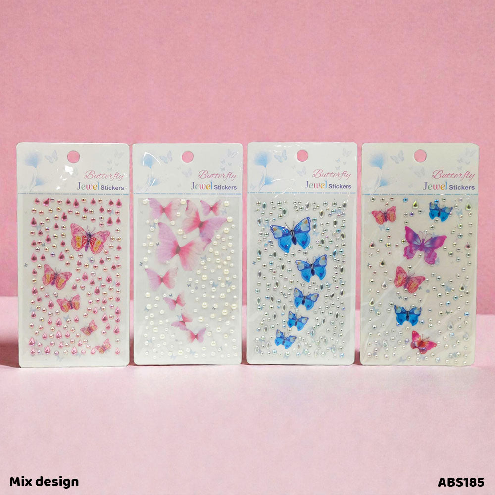 ABS185 STONE BUTTERFLY AND LACE STICKER