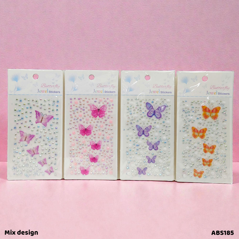 ABS185 STONE BUTTERFLY AND LACE STICKER