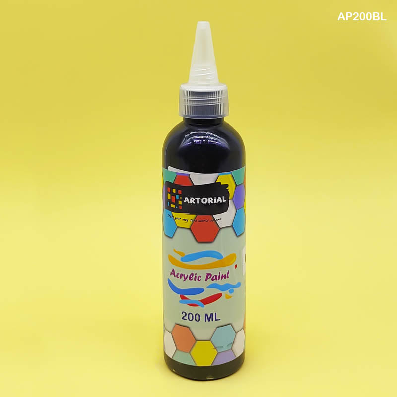AP200BL 200ML BLACK ACRYLIC PAINT