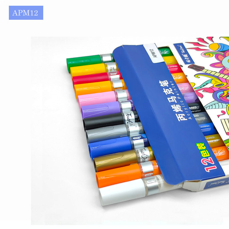 APM12S ACRYLIC PAINT MARKER 12PC SILVER COLOR TOUCH COOL