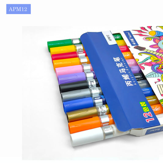 APM12W ACRYLIC PAINT MARKER 12PC WHITE COLOR TOUCH COOL