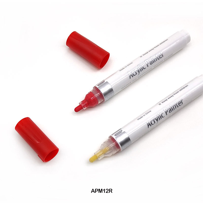 APM12R ACRYLIC PAINT MARKER 12PC RED COLOR TOUCH COOL