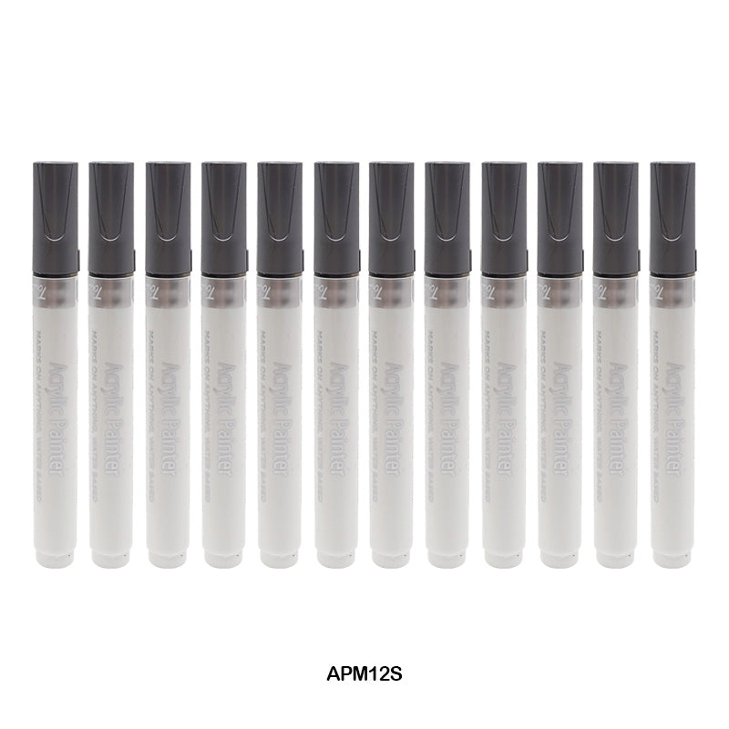 APM12S ACRYLIC PAINT MARKER 12PC SILVER COLOR TOUCH COOL
