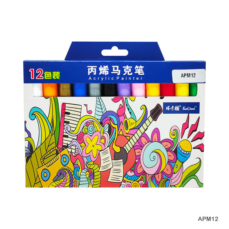 APM12S ACRYLIC PAINT MARKER 12PC SILVER COLOR TOUCH COOL