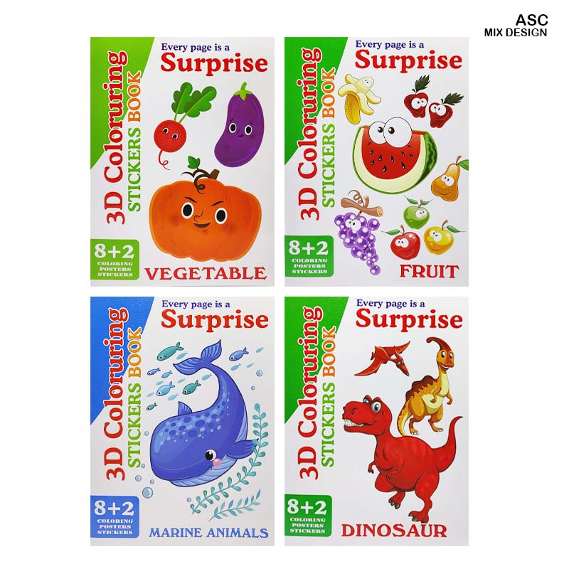 ASC 3D COLOURING STICKER BOOK 10 SHEET CARTOON