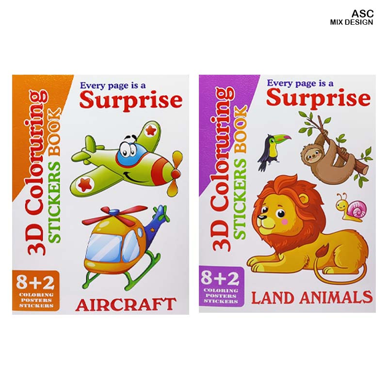 ASC 3D COLOURING STICKER BOOK 10 SHEET CARTOON