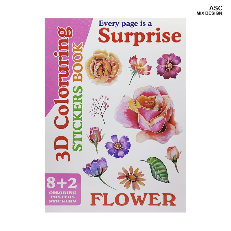 ASC 3D COLOURING STICKER BOOK 10 SHEET CARTOON