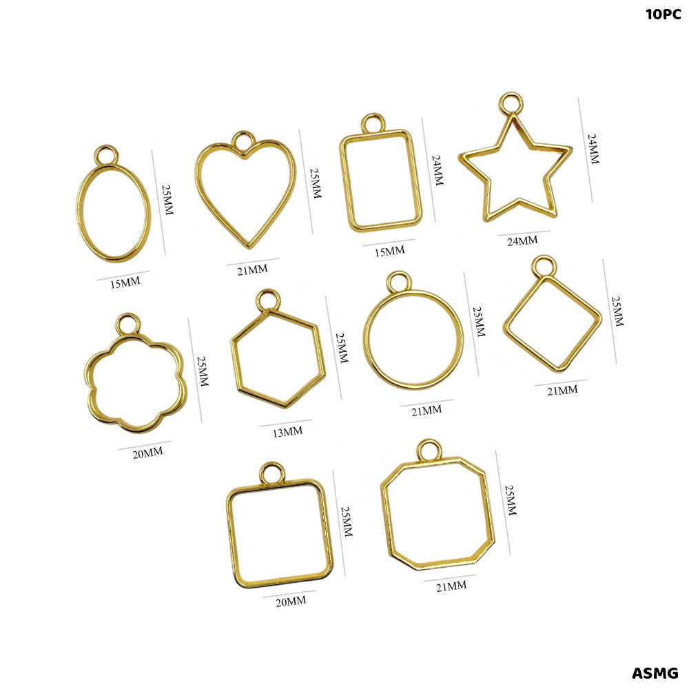 BEZELS MIX SHAPE SET 10PC GOLD (ASMG)
