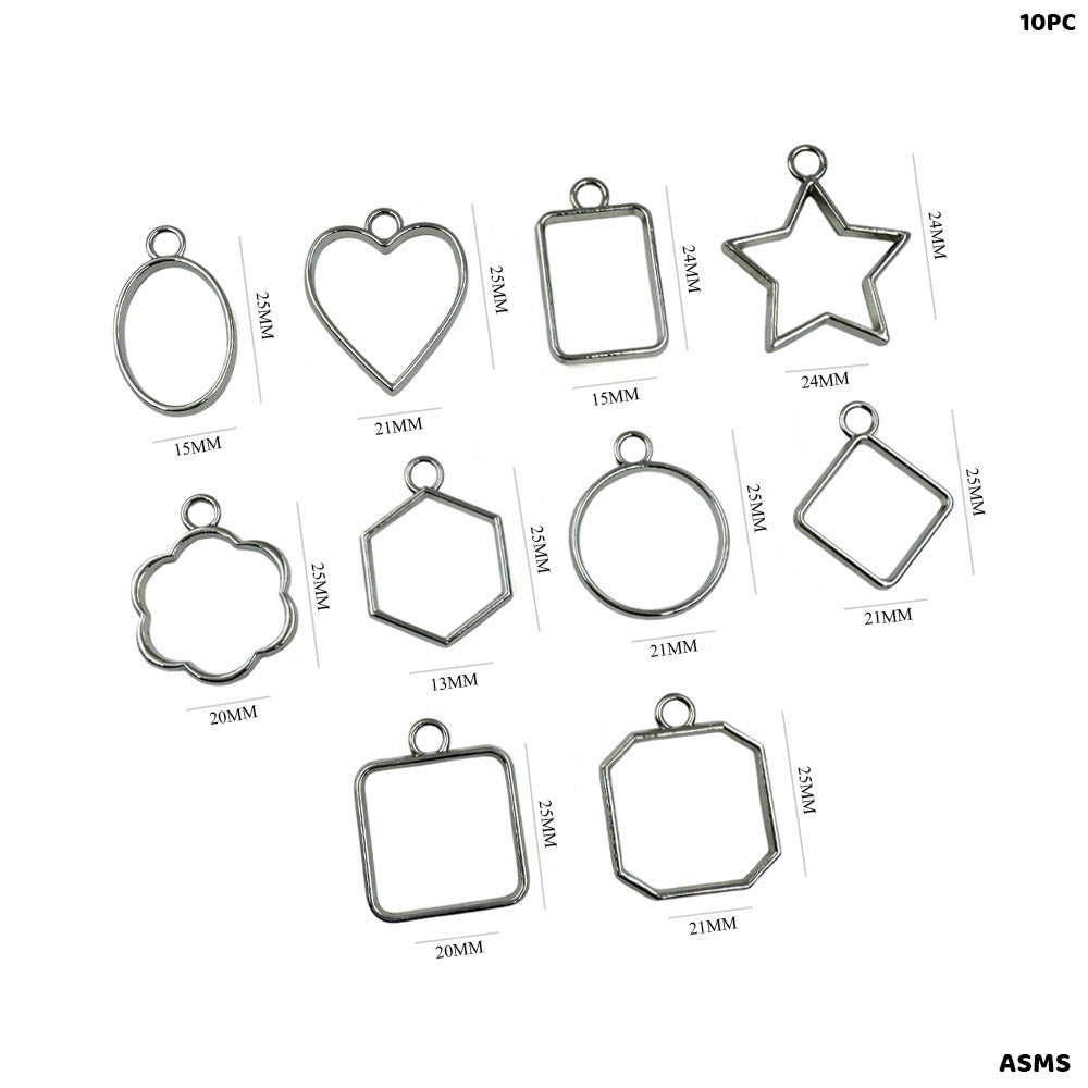 BEZELS MIX SHAPE SET 10PC SILVER (ASMS)