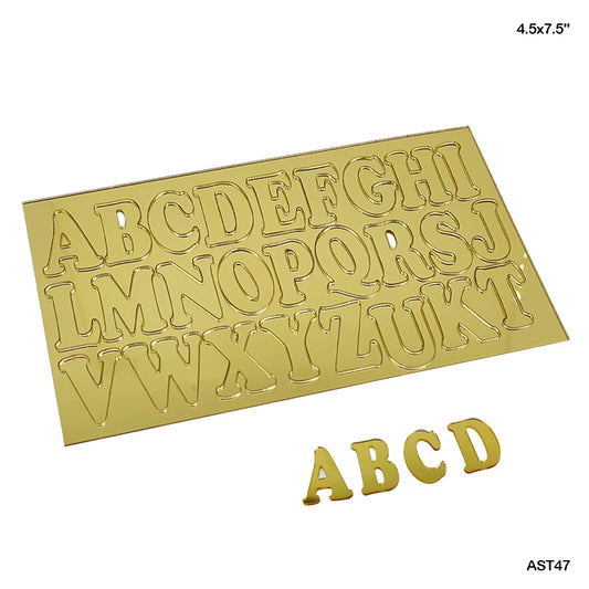 AST47 GOLD ALPHABET STENCIL ACRYLIC 4.5x7.5"