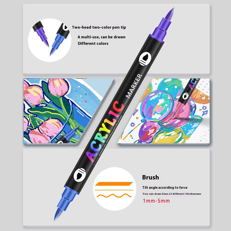 AW191536 36PC 72 COLOR ACRYLIC PAINT BRUSH MARKER DUAL TIP
