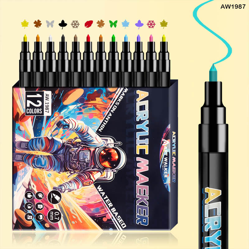 AW1987 ACRYLIC MARKER 0.7MM 12PC