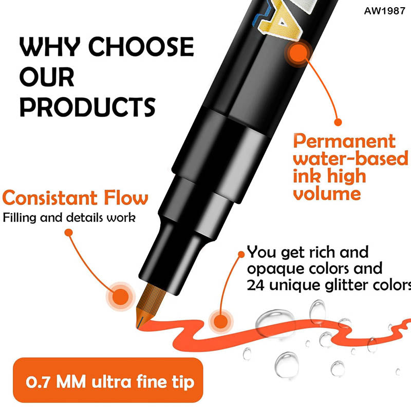 AW1987 ACRYLIC MARKER 0.7MM 12PC