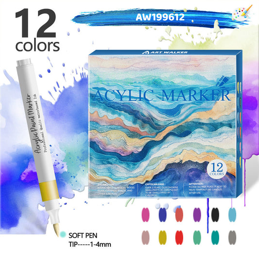AW199612 12 COLOR ACRYLIC PAINT MARKER