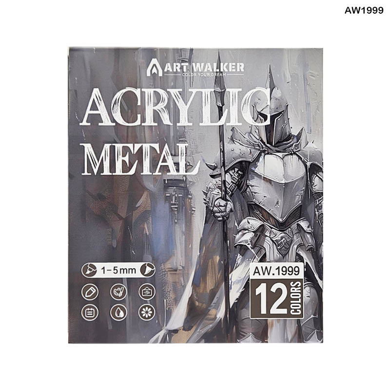 AW1999 ACRYLIC METALIC MARKER DUAL TIP 12PC
