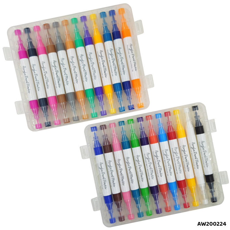 AW200224 24 COLOR ACRYLIC PAINT MARKER DOUBLE HEAD