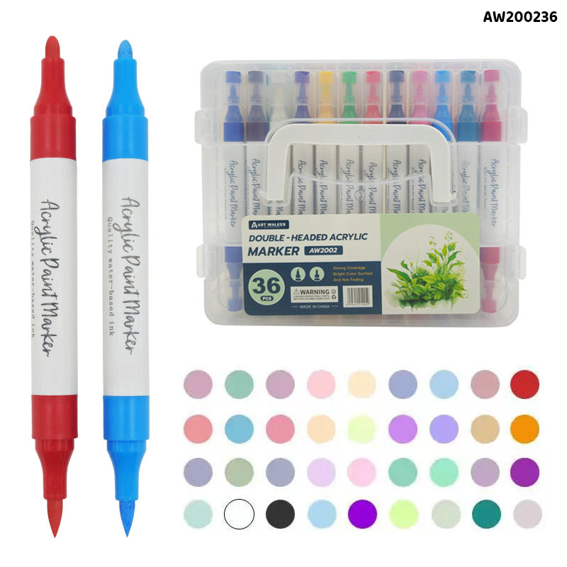 AW200236 36 COLOR ACRYLIC PAINT MARKER DOUBLE HEAD