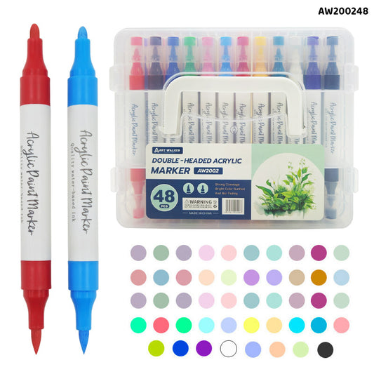 AW200248 48 COLOR ACRYLIC PAINT MARKER DOUBLE HEAD