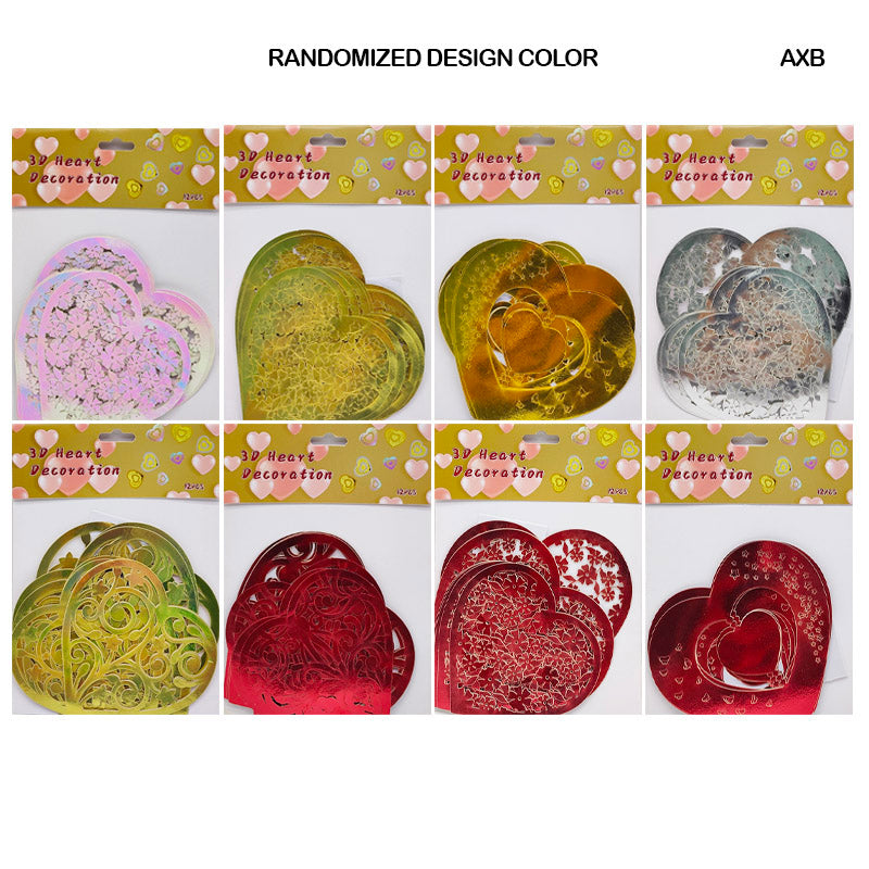 AXB 3D HEART DECORATION METALLIC STICKER 12 HEART