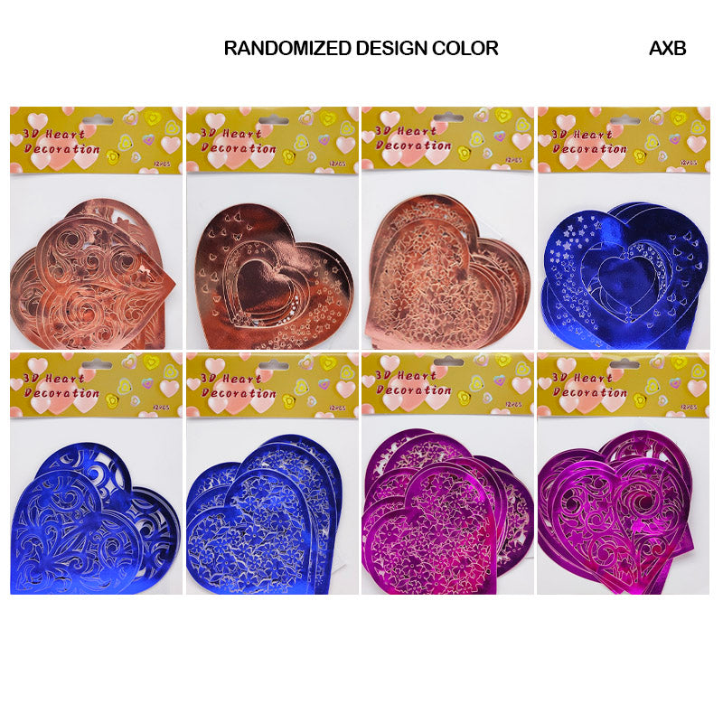 AXB 3D HEART DECORATION METALLIC STICKER 12 HEART