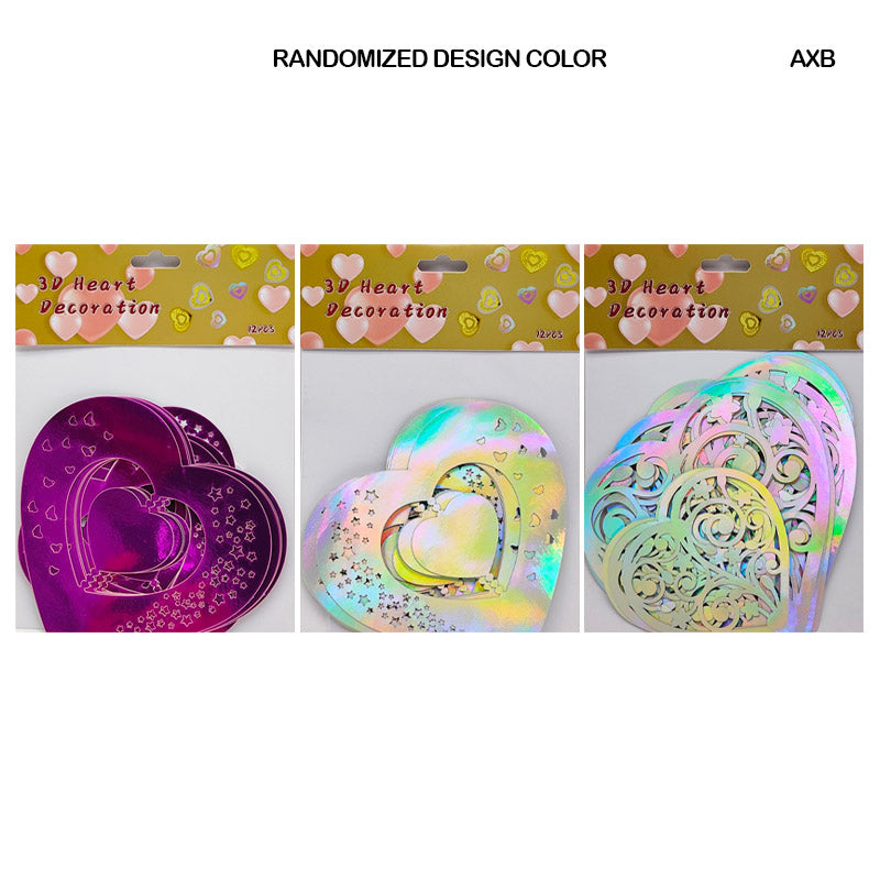 AXB 3D HEART DECORATION METALLIC STICKER 12 HEART