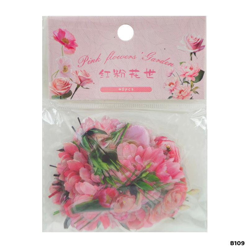 B109 40PC FLOWER LEAF STICKER JOURNALING