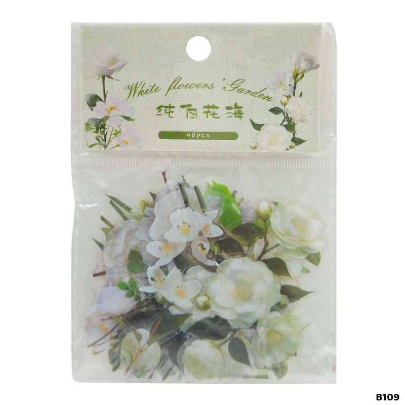 B109 40PC FLOWER LEAF STICKER JOURNALING