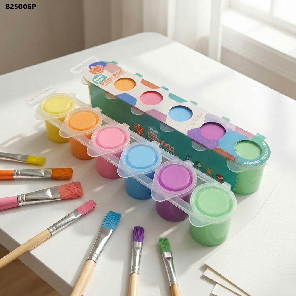 B25006P PASTEL POSTER PAINT COLOR 6PC 25ML