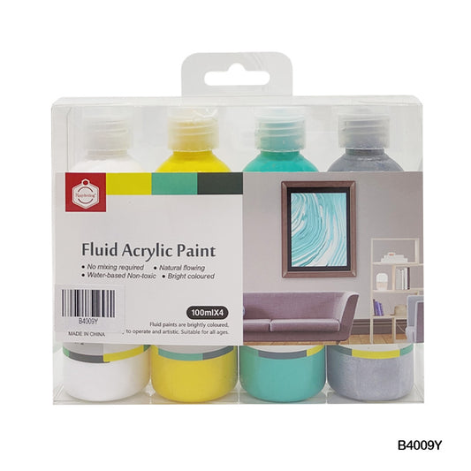 B4009Y FLUID ACRYLIC PAINT 100MLx4
