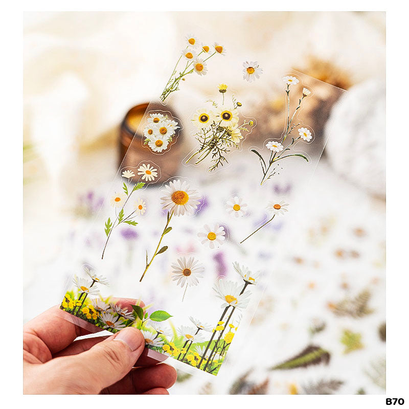 B70 6PC FLOWER LEAF STICKER JOURNALING