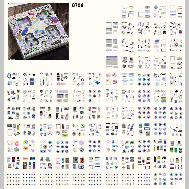 B786 RETRO DECO STICKER 96PC