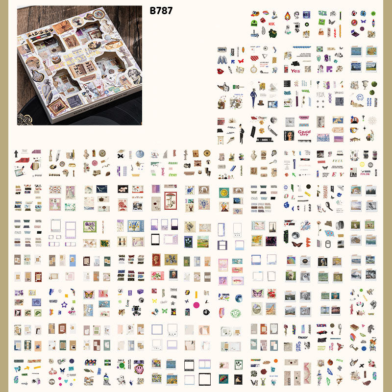 B787 RETRO DECO STICKER 96PC
