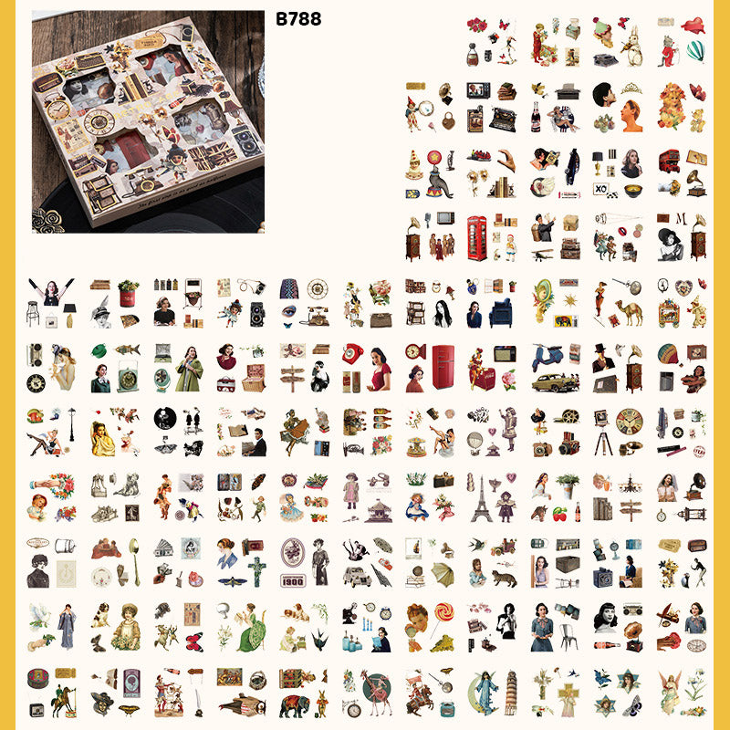 B788 RETRO DECO STICKER 96PC