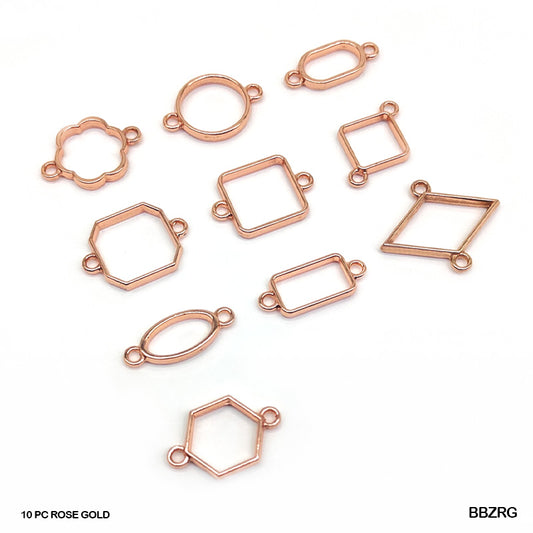 BBZRG BEZELS MIX SHAPE SET 10PC ROSE GOLD